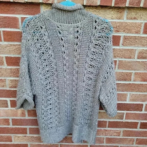 Chico's Brown Open Front Loose Knit Cardigan Sweater Women's Sz Small Wool Blend - Picture 2 of 6